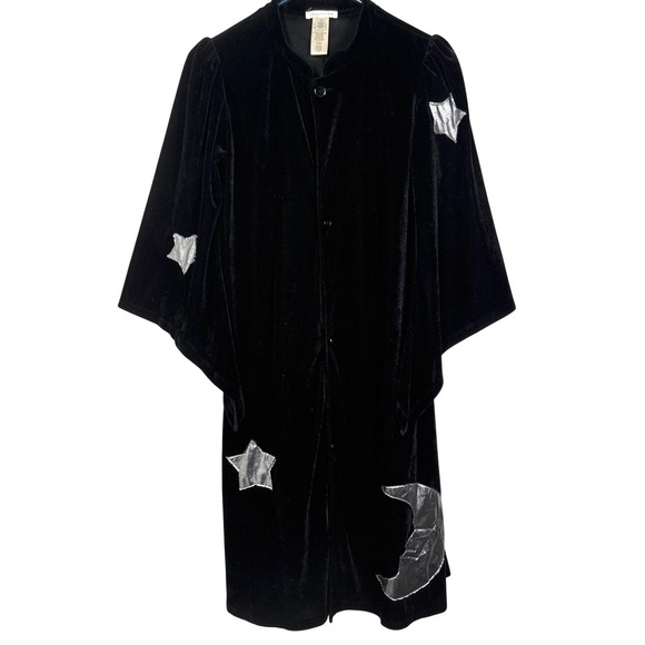 Pottery Barn Kids 10 Black Velvet Wizard Robe Moon Stars Celestial Costume Cloak - Picture 9 of 9